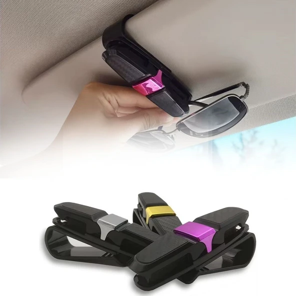BUFFER® Araç İçi Güneşliğe Takılan 2'li Gözlük,Kart,Para Takmalık Aparat - 4