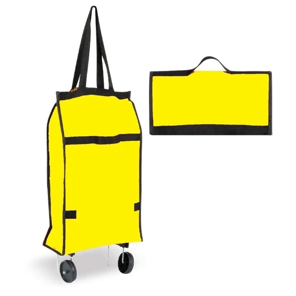BUFFER® Katlanabilir Tekerlekli Market Çantası,Çok Amaçlı Pazar Arabası,Portatif Alışveriş Bez Torbası - 4