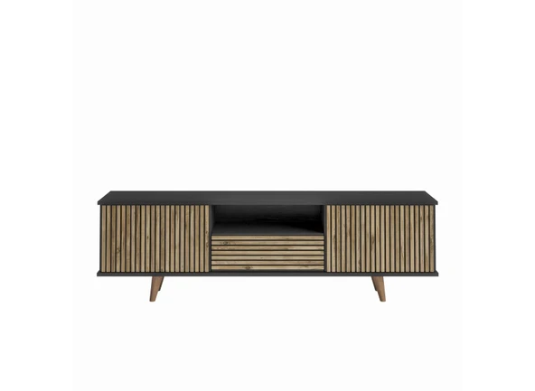 Nova  Zebra Kapak 180 Cm 2 Kapak 2 Çekmeceli Premium Tv Ünitesi - Minifiks - Wood Siyah / Atlantik Çam - 5
