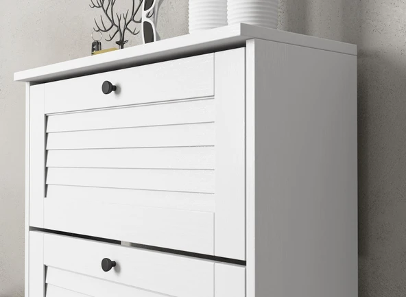 Della Premium 3 Düşer Panjur Kapaklı Ayakkabılık - Minifiks - Wood Beyaz - 4