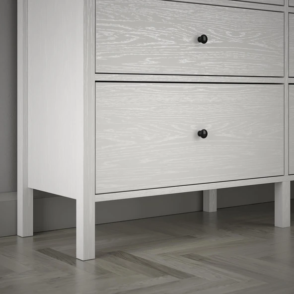 Venezia 6 Çekmeceli Geniş 154 Cm Ahşap Ayaklı Premium Şifonyer - Minifiks - Wood Beyaz - 3