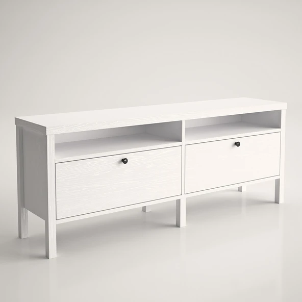 Venezia 2 Çekmece 2 Bölmeli Ahşap Ayaklı Tv 150 Cm Tv Ünitesi - Minifiksli - Wood Beyaz - 6