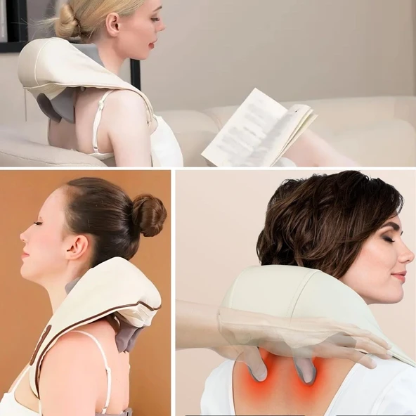 BUFFER® Elektrikli Boyun ve Sırt Masaj Aleti Kablosuz Boyun ve Omuz Yoğurma Masaj Yastığı - Resim 3