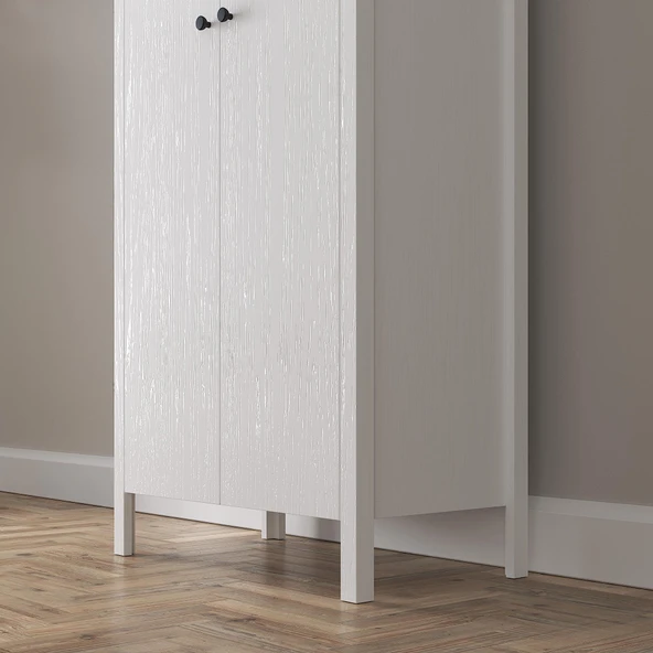 Venezia 2 Kapaklı Ahşap Ayaklı Çok Amaçlı Mutfak, Erzak Dolabı, Banyo Havlu Dolabı - Minifiks - Wood Beyaz - 3