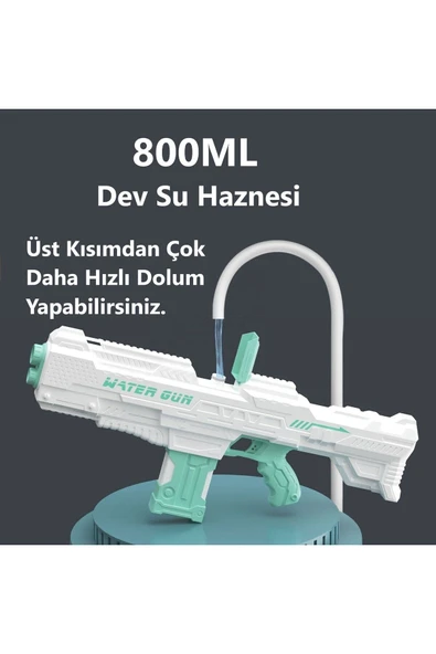 SU Tabancası  Dev Boy 60 Cm. Elektrikli Şarjlı Otomatik Atış Yapan Oyuncak Su Tabancası Gözlük Hediyeli - 6