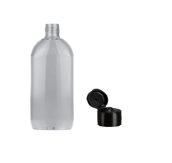 500ml şefaf plastik fliptop kapak şişe, 12 adet, açmalı kapak şişe, dezenfektan şişesi,sabun şişesi, kozmetik şişe - 1
