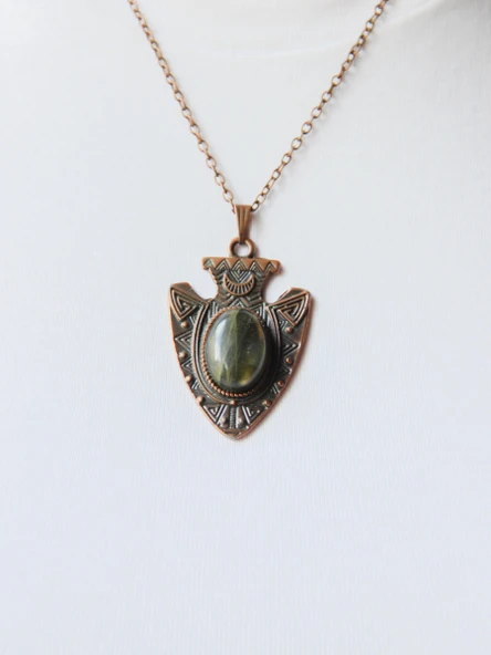 Doğal Taş Labradorit Doğal Taşlı Otantik Kadın Kolye 45 Cm Zincirli euk12blb - Resim 2