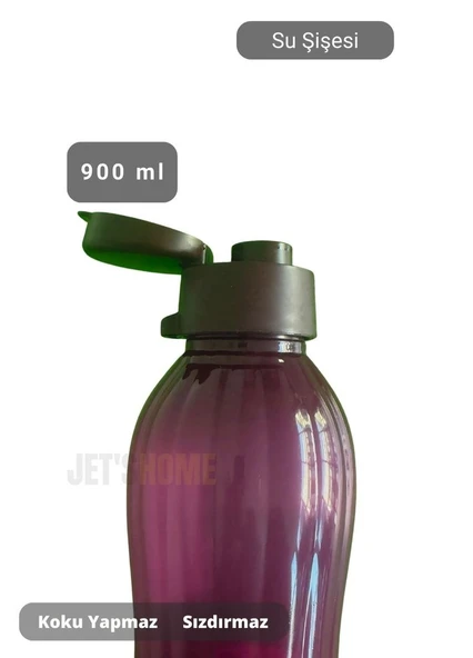 Su Şişesi Sızdırmaz Kapak Okul Matarası BPA Free Suluk Orta Boy Kokusuz Matara Mürdüm 900 ml - 3