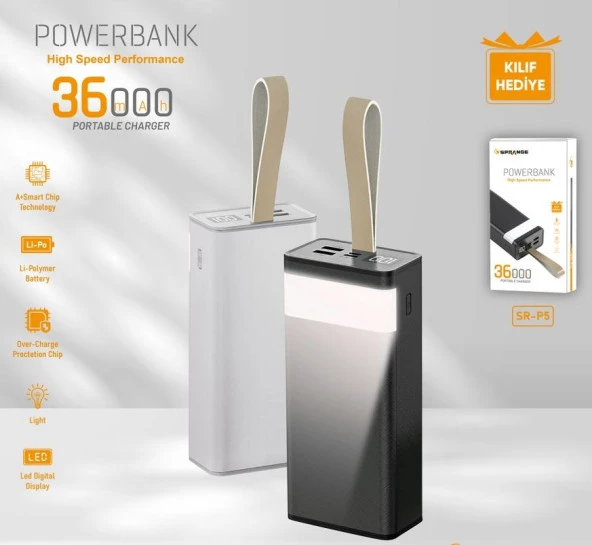 Sprange SR-P5 36.000 Mah Led Göstergeli Işıklı Powerbank