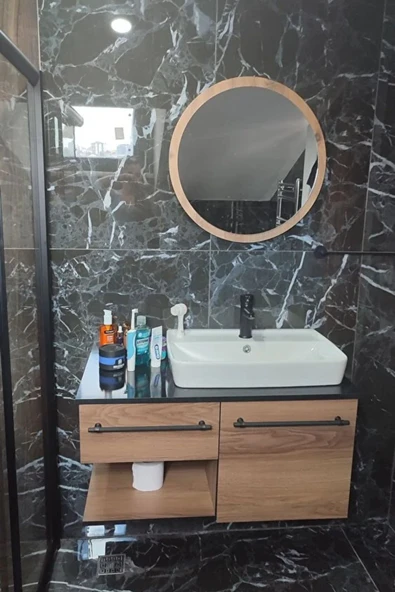 45 Cm Çap Banyo & Makyaj Aynası Yuvarlak | Antre Hol Koridor Duvar Salon Mutfak Ofis Dekoratif Ayna - 3