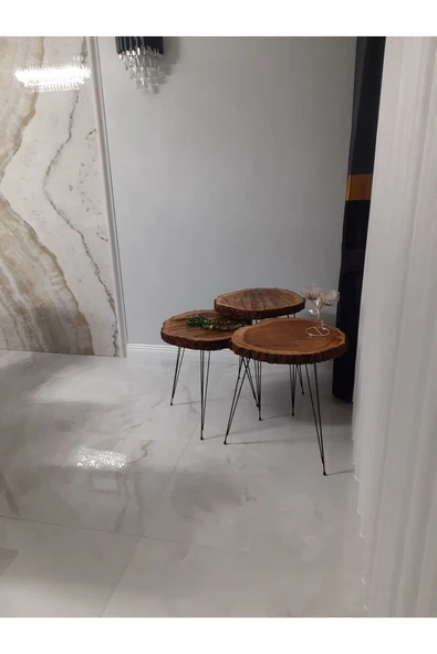 Metal Firkete Ayak Kaşıklık Orta Sehpa Zigon Kütük Ayak  46 cm 4'lü - Resim 2