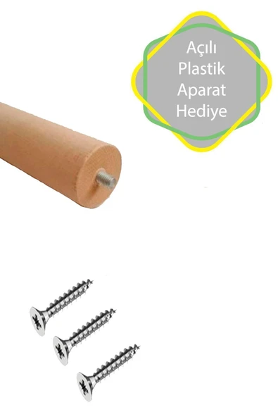 Ham 2 Adet Lüks 65 Cm Konik Ahşap Masa Ayağı Çap: 4,2 Cm Hobi Dıy (VİDA VE APARATLARIYLA BİRLİKTE) - 2