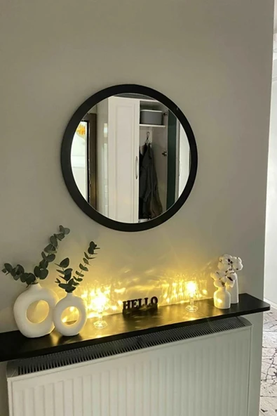 Dekoratik Yuvarlak Ayna 45 Cm Çap Antre Hol Koridor Duvar Salon Mutfak Banyo Ofis Makyaj Aynası