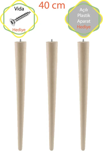 Ahşap Ham Ayak 40 Cm 3'lü Set Kütük Masa Orta Sehpa Zigon Ayağı ürün görseli 1