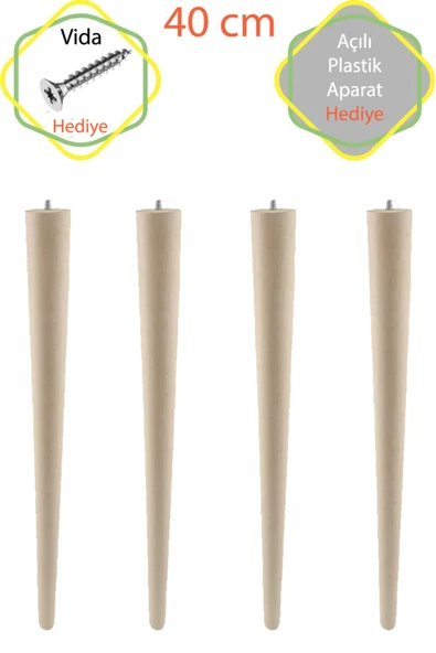 Ahşap Ham Ayak 40 Cm 4'lü Set Kütük Masa Orta Sehpa Zigon Ayağı ürün görseli 1