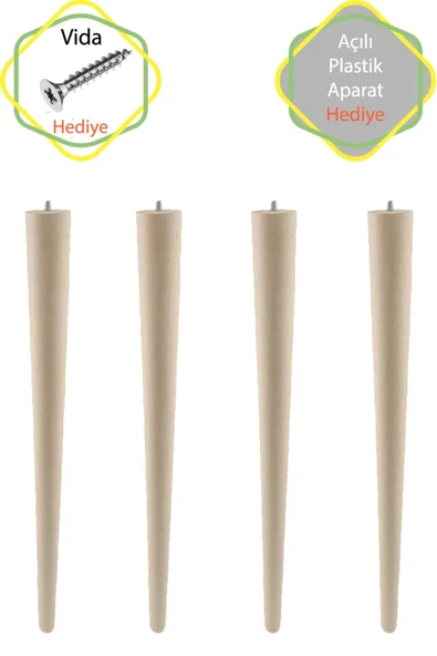 Ahşap Ham Ayak 50 Cm 4'lü Set Kütük Masa Orta Sehpa Zigon Ayağı - Resim 3