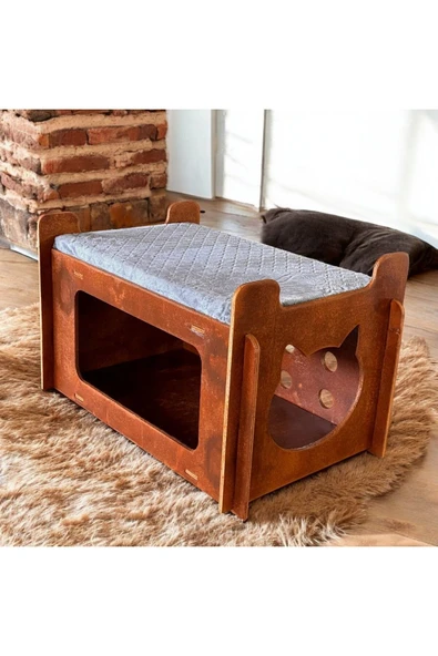 Kedi Evi 2 Katlı Rahat Ve Yıkanabilir Minder Yatak Dahil - 3