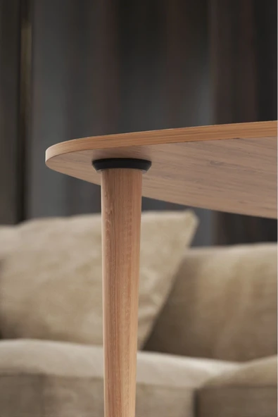 Çam Damla Orta Sehpa 70 Cm Üçgen Ahşap Ayak Modern Tasarım Oturma Odası Salon Ofis Balkon Sehpası - 3