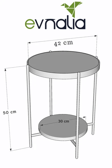 Nordic Yan Sehpa Temperli Cam 40 cm Demonte Çizilmez Kırılmaz Metal Çerçeve Raflı Minimalist Sehpa S - Resim 2