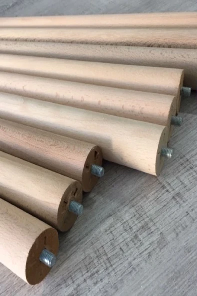 Ham 5 Adet Lüks 60 Cm Konik Ahşap Masa Ayağı Çap: 4,2 Cm Hobi Dıy (VİDA VE APARATLARIYLA BİRLİKTE) - 3