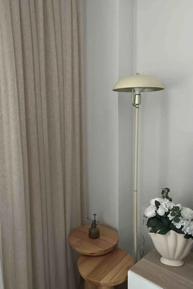 Lambader Krem-Sarı Metal Gövde Modern Tasarım Ayarlanabilir Başlık Yerden Aydınlatma Lüx Lambader - 3