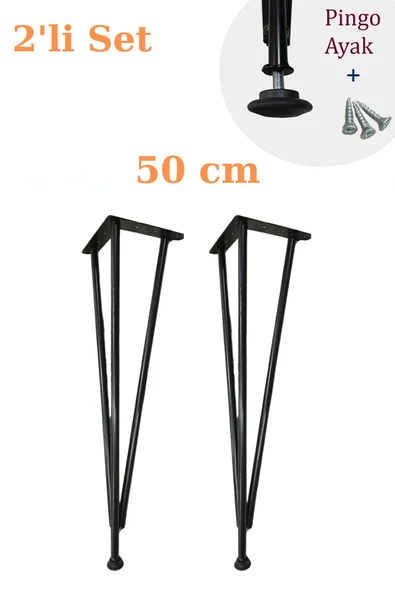 Metal Boru Ayak Kütük Masa Dresuar Kaşıklık Kitaplık Orta Sehpa Zigon Ayağı 50 Cm (2 Adet)
