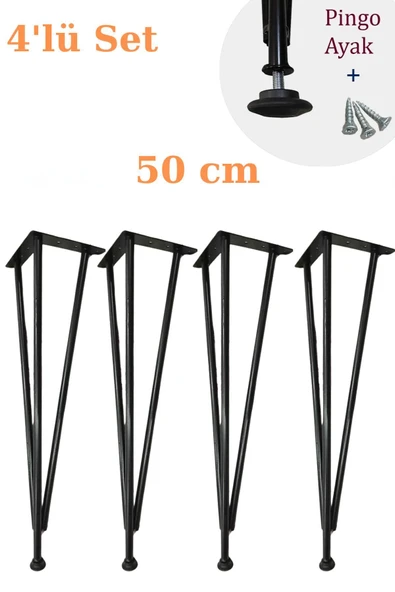 Metal Boru Ayak Kütük Masa Dresuar Kaşıklık Kitaplık Orta Sehpa Zigon Ayağı 50 Cm (4 Adet)