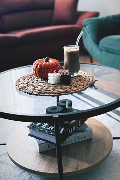 Nordic Orta Sehpa Temperli Cam 75 cm Demonte Çizilmez Kırılmaz Metal Çerçeve Raflı Minimalist Sehpa - Resim 2