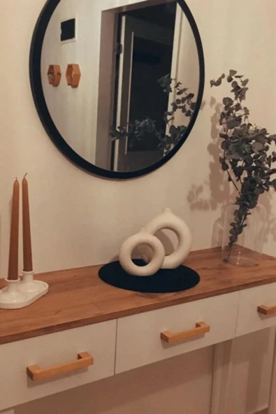 Dekoratik Yuvarlak Ayna 60 Cm Çap Antre Hol Koridor Duvar Salon Mutfak Banyo Ofis Makyaj Aynası