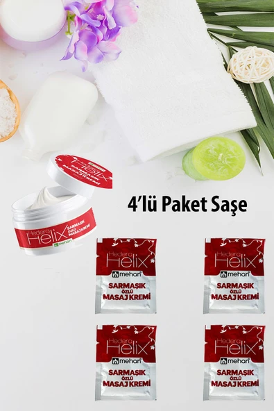4'lü Paket Masaj Kremi Hedera Helix Sarmaşık Okaliptus Karabaş Özlü Yatıştırıcı Cep Boy Saşe 3ml