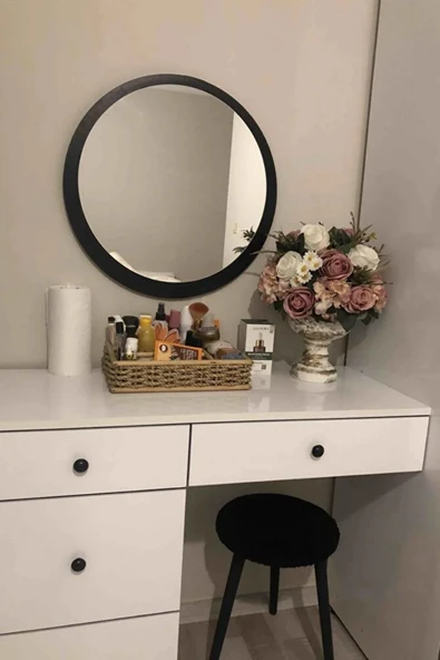 Dekoratik Yuvarlak Ayna 45 Cm Çap Antre Hol Koridor Duvar Salon Mutfak Banyo Ofis Makyaj Aynası - 3