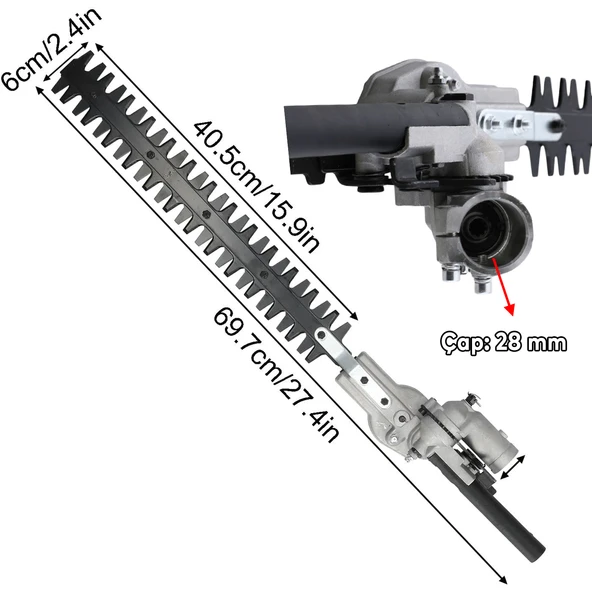 Çit Kesme Makinası Budama Düzeltme Aparatı Başlığı Çalı Kesme Bahçe Gül Bitki Tırpan 28 mm 9 Diş - 2