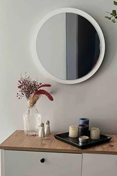 60 Cm Çap Banyo & Makyaj Aynası Yuvarlak | Antre Hol Koridor Duvar Salon Mutfak Ofis Dekoratif Ayna - 2