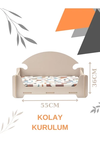 Taht Kedi Köpek Yatağı Ergonomik 30*50 Cm Yıkanabilir Duck Kumaş Minderi Ile Beraber - 2