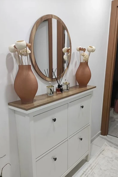 Dekoratik Yuvarlak Ayna 60 Cm Çap Antre Hol Koridor Duvar Salon Mutfak Banyo Ofis Makyaj Aynası
