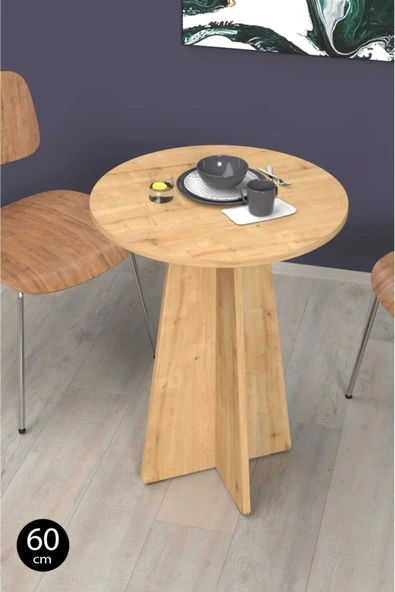 Mutfak Masası, Balkon Masası, Cafe Masası Yuvarlak 60 Cm Çap Kolay Kurulum İskandinav Tasarım