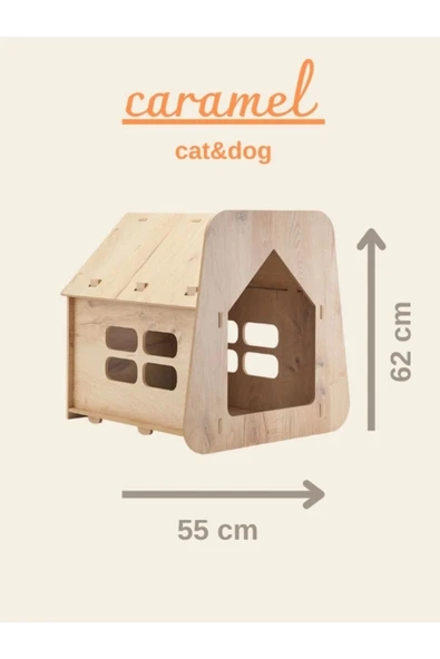 Caramel 30*50 Kedi Köpek Evi Yıkanabilir Kumaş Minderi Ile Beraber - 3