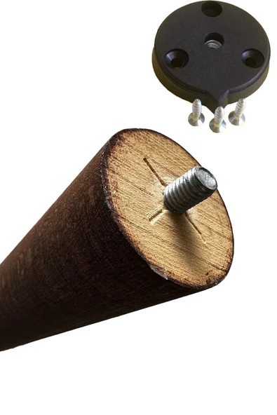 4 Adet 40cm Ceviz Vernikli Konik Ahşap Masa Ayağı Açılı Aparat ve Montaj Vidası Dahil  Kayın Ağacı - Resim 2
