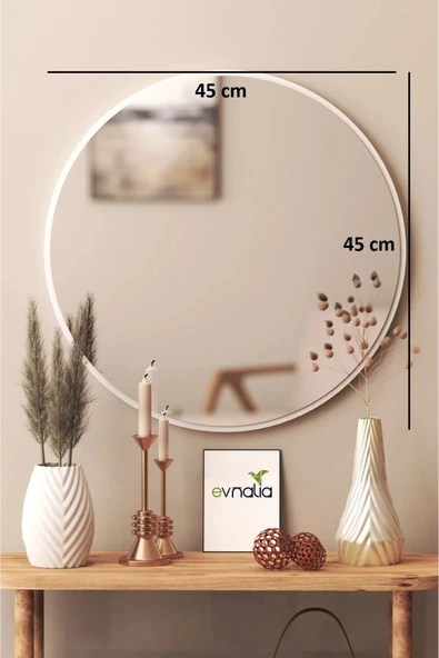 Dekoratik Yuvarlak Ayna 45 Cm Çap Antre Hol Koridor Duvar Salon Mutfak Banyo Ofis Makyaj Aynası - 2