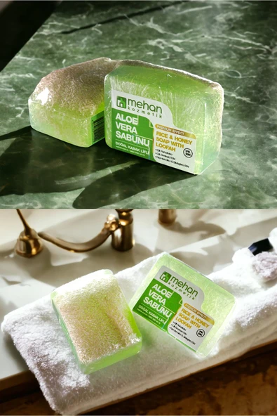 2'li Paket Doğal Kabak Lifli El Yapımı Aloe Vera'lı Sabun 120 gr - 2