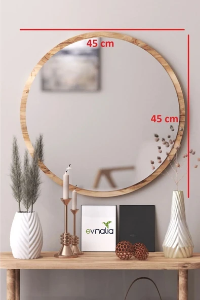 Dekoratik Yuvarlak Ayna 45 Cm Çap Antre Hol Koridor Duvar Salon Mutfak Banyo Ofis Makyaj Aynası - 2