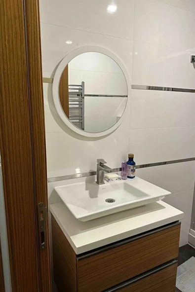 45 Cm Çap Banyo & Makyaj Aynası Yuvarlak | Antre Hol Koridor Duvar Salon Mutfak Ofis Dekoratif Ayna - 3