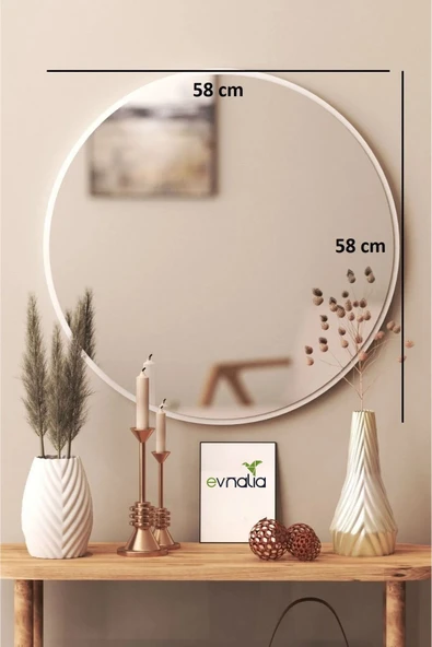 Dekoratik Yuvarlak Ayna 60 Cm Çap Antre Hol Koridor Duvar Salon Mutfak Banyo Ofis Makyaj Aynası - 2