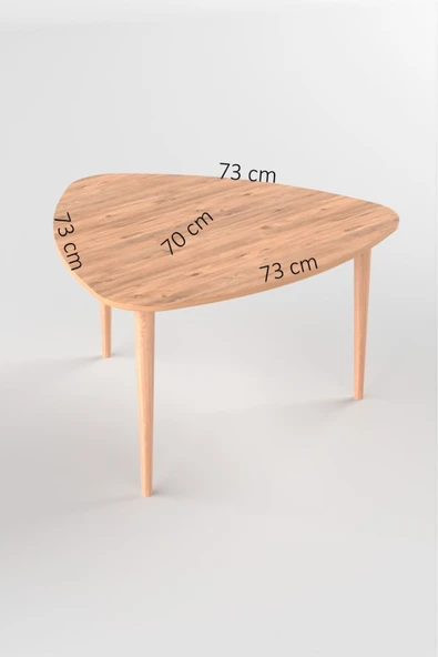 Çam Damla Orta Sehpa 70 Cm Üçgen Ahşap Ayak Modern Tasarım Oturma Odası Salon Ofis Balkon Sehpası - 2