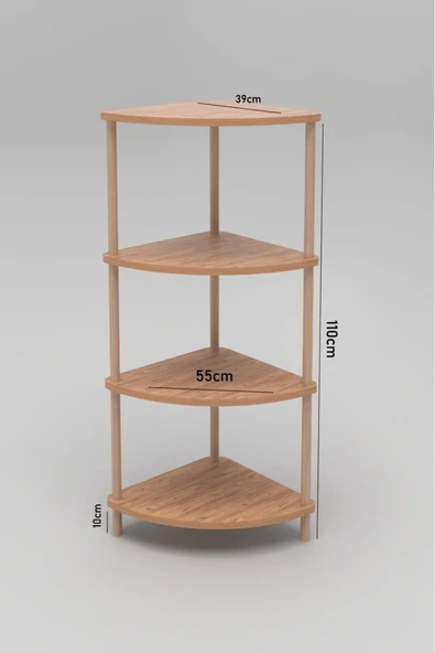 Mutfak Banyo Dolabı Rafı Çok Amaçlı Organizer Raflar Köşelik Ahşap Raflı 4 Katlı Atlantik Çam 110x39 - 2