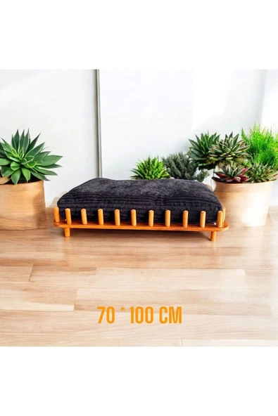 Köpek Yatağı Marbella 75*110 Cm Ceviz Renk Şık Tasarım Rahat ve Yıkanabilir Minder Yatak Dahil - 3
