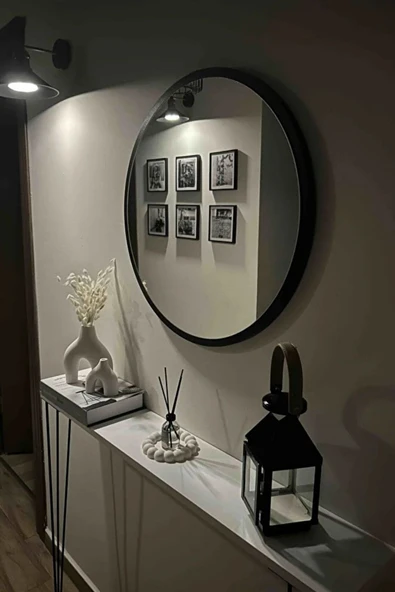 Dekoratik Yuvarlak Ayna 60 Cm Çap Antre Hol Koridor Duvar Salon Mutfak Banyo Ofis Makyaj Aynası - 3