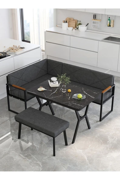 Src 70x110cm Bendir Masalı, Köşe Takımı, Mutfak, Balkon Köşe Takımı, Mutfak Masası Takımı - Antrasit - 2