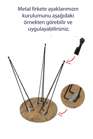 Firkete Metal Ayak Mermer Desenli 3'lü Zigon Sehpa Siyah - Resim 3