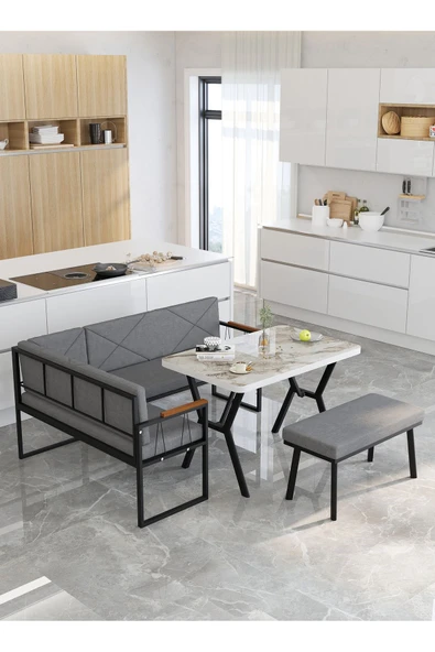 Src 70x110cm Efes Masalı, Köşe Takımı, Mutfak, Balkon Köşe Takımı, Mutfak Masası Takımı - Koyu Gri